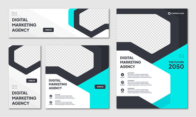 Wall Mural - set of editable instagram post template modern background. promotional web banner for company busine
