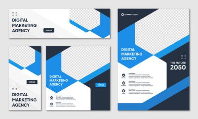 Wall Mural - set of editable instagram post template modern background. promotional web banner for company busine