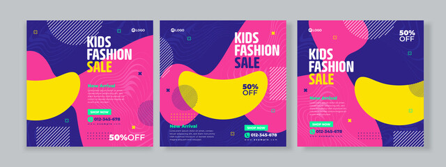 Kids fashion sale social media banner template premium vector
