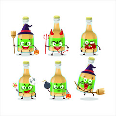 Wall Mural - Halloween expression emoticons with cartoon character of cider bottle. Vector illustration