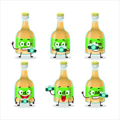 Canvas Print - Photographer profession emoticon with cider bottle cartoon character. Vector illustration