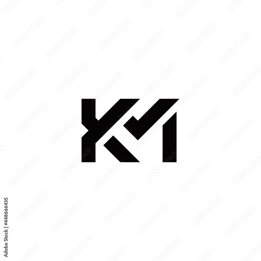 k m km initial logo design vector template - obrazy, fototapety, plakaty 