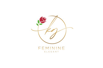 Wall Mural - initial KG Feminine logo beauty monogram and elegant logo design, handwriting logo of initial signature, wedding, fashion, floral and botanical with creative template.