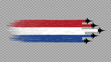 Netherlands Flag With Military Fighter Jets Isolated  On Png Or Transparent ,Symbols Of Netherlands, Template For Banner,card,advertising ,promote,poster, Vector,top Gold Medal  Winner Sport Country