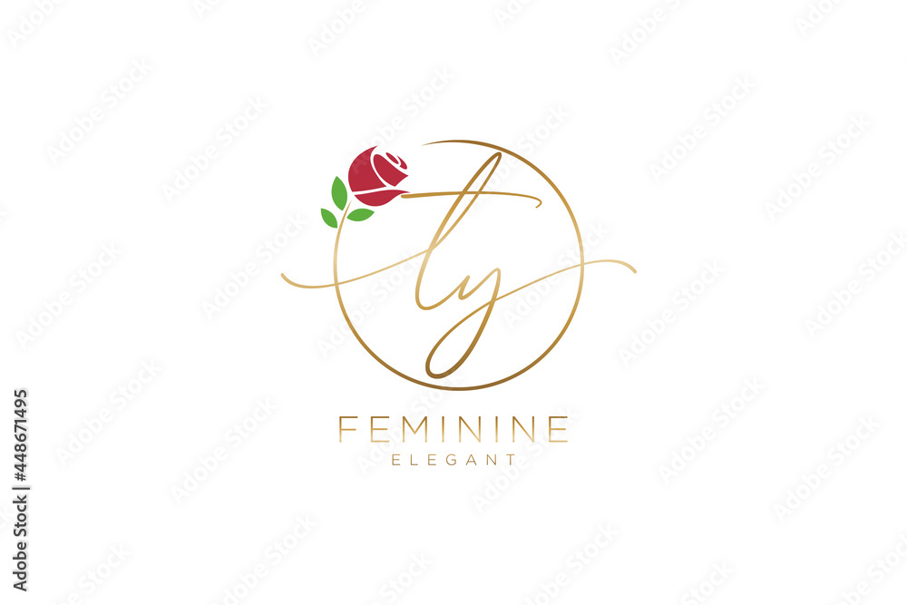 initial TY Feminine logo beauty monogram and elegant logo design ...