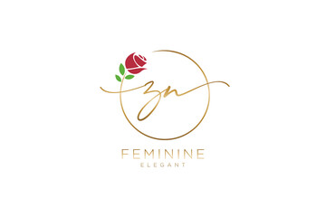 Wall Mural - initial ZN Feminine logo beauty monogram and elegant logo design, handwriting logo of initial signature, wedding, fashion, floral and botanical with creative template.