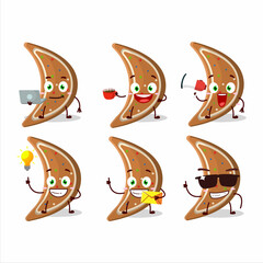 Sticker - Gingerbread moon cartoon character with various types of business emoticons