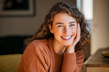 Wall Mural - portrait of happy young woman
