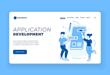 Wall Mural - development of mobile applications. online software for user. programmers customize user friendly in