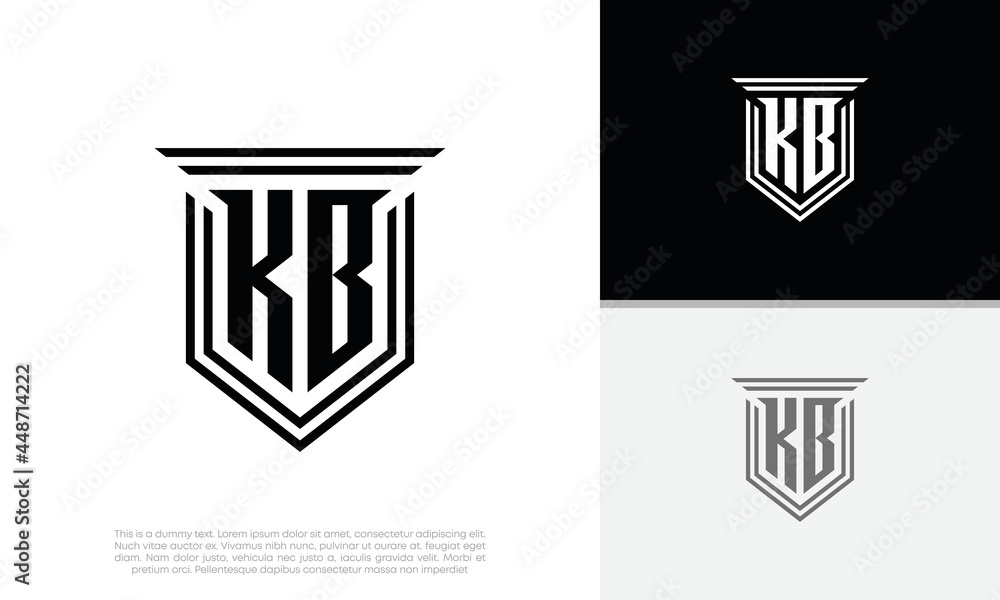 Initials KB logo design. Luxury shield letter logo design. Stock Vector ...