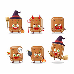 Poster - Halloween expression emoticons with cartoon character of gingerbread