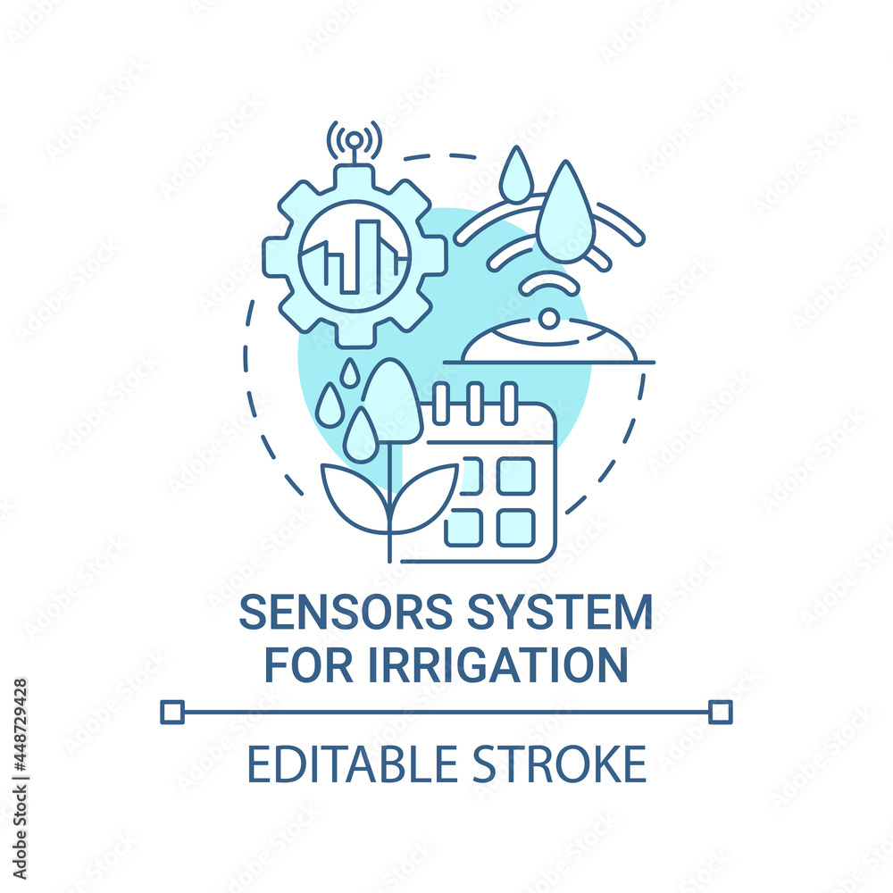Sensor system for irrigation blue concept icon. Automatic plant ...