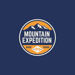 mountain expedition badge patch label stamp vintage classic illustration
