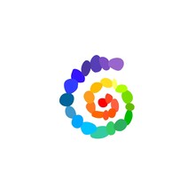 Colorful Pebbles Spiral In Rainbow Colors For Chakra Healing On White Background For Logo Design. Vector Illustration