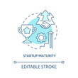 Startup maturity blue concept icon. Stage of company development. Business growth. Startup launch abstract idea thin line illustration. Vector isolated outline color drawing. Editable stroke