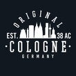 Cologne, Germany Skyline Original. A Logotype Sports College and University Style. Illustration Design Vector City.