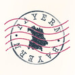 Bavaria, Bayern, Germany Stamp Map Postal. Silhouette. Passport Round Design. Vector Icon. Design Retro Travel National Symbol.