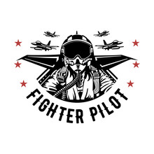 Fighter Pilot Vector Design Isolated On White Background
