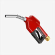 Fuel injector or automatic fuel injector. Сonnected to a pump and a fuel dispenser using a flexible hose for refueling a car or vehicle with gasoline, diesel fuel. Realistic vector.
