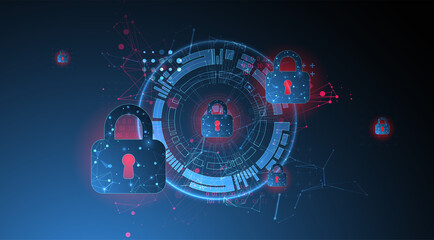 Personal data security Illustrates cyber data or information privacy idea. Color abstract  internet technology.