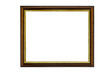 simple wood frame with gold trim in rustic style isolated on white background