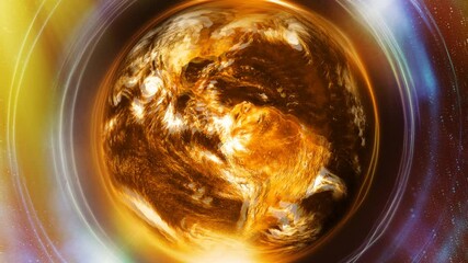 Poster - Planet Earth in light circle, Cosmic Space background. Computer