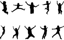 Kids Jumping Silhouette Vector