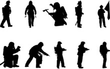 Fire Fighter Silhouette Vector Cut Files