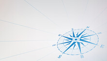 Blue Compass Background. Time To Travel. Vector Illustration, EPS 10