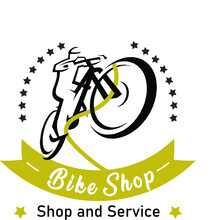Bike Shop Logo Black And Orange Color. New Style And Vector Bicycle Shop. Bicycle Service And Buying And Selling Of Bicycles .vector Logo With Mountain Bike Or Mtb Model