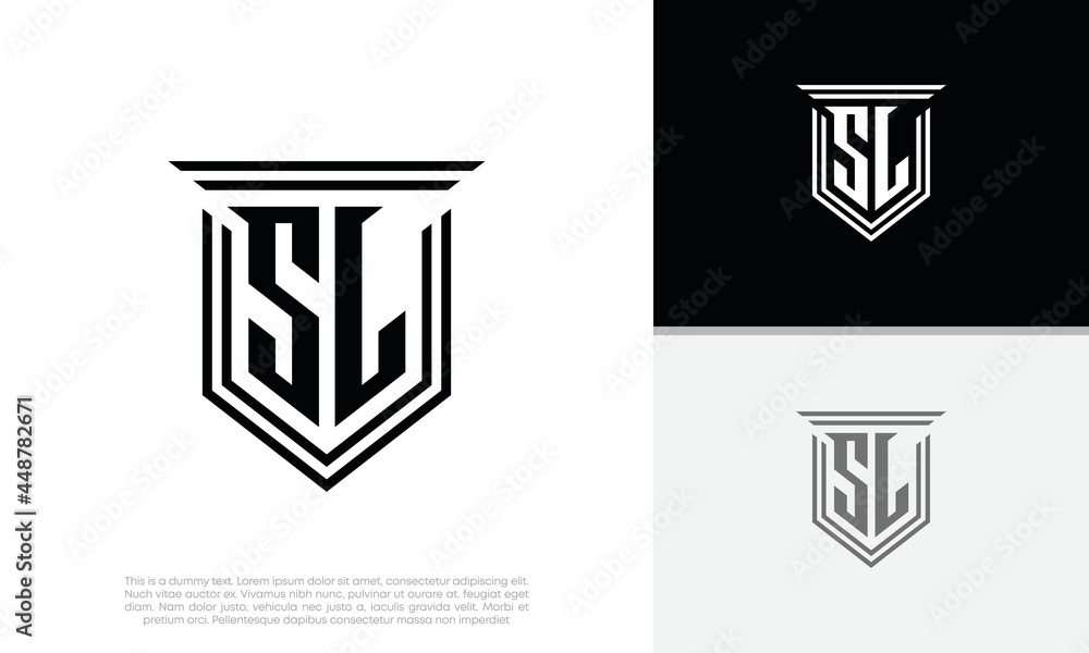 Initials SL logo design. Luxury shield letter logo design. Stock Vector ...