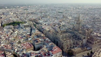 Sticker - Aerial view of enormous Cathedral of Seville, Spain