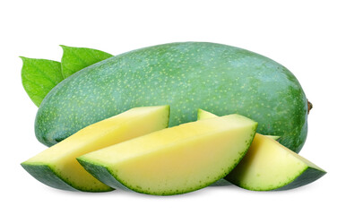 Canvas Print - Fresh Green mango isolated on white background.