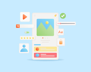 Wall Mural - mobile app development and web design concept. application interface. vector illustration.