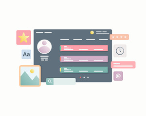 Wall Mural - web page interface design. web design and web development concept. user interface optimization. vect
