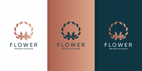 Wall Mural - Flower logo with creative gradient abstract concept Premium Vector