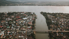 Drone Aerial Photograph Of Pakxe, Laos.