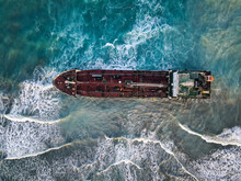 High Angle View Of Ship In Sea
