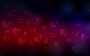 Dark Pink, Red vector layout with sweet hearts.