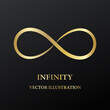 Abstract golden infinity symbol on black background