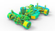 3D rendering - car chassis structure finite element analysis