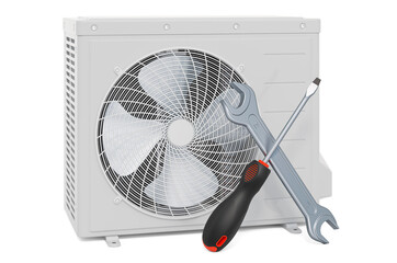 Wall Mural - Repair and service of air conditioners concept, 3D rendering