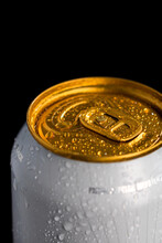 Condensation Water Droplets On Stella Artois Beer Can Isolated On Black. Bucharest, Romania, 2020