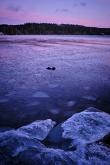 Wall Mural - sunset over the frozen lake