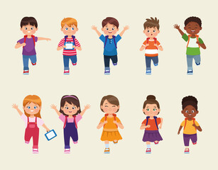 Sticker - ten little students characters