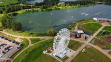 Willen Lake Aerial View With Smooth Ride