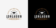 Vintage Longhorn Buffalo, Cow, Bull Logo Design For Your Business Ranch