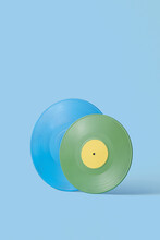 Vintage Blue And Green Vinyl Records