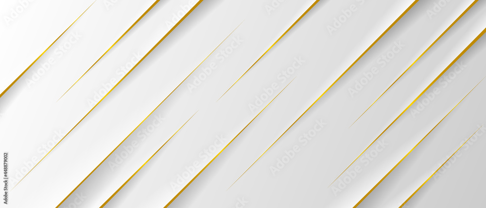 abstract white gold stripes banner background - obrazy, fototapety, plakaty 