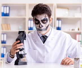 Wall Mural - Scary monster doctor working in lab
